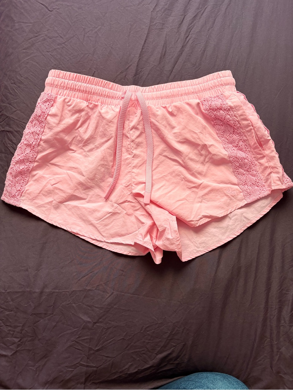 JoyLab Pink Crochet Lace Trim Athletic Running Shorts XS